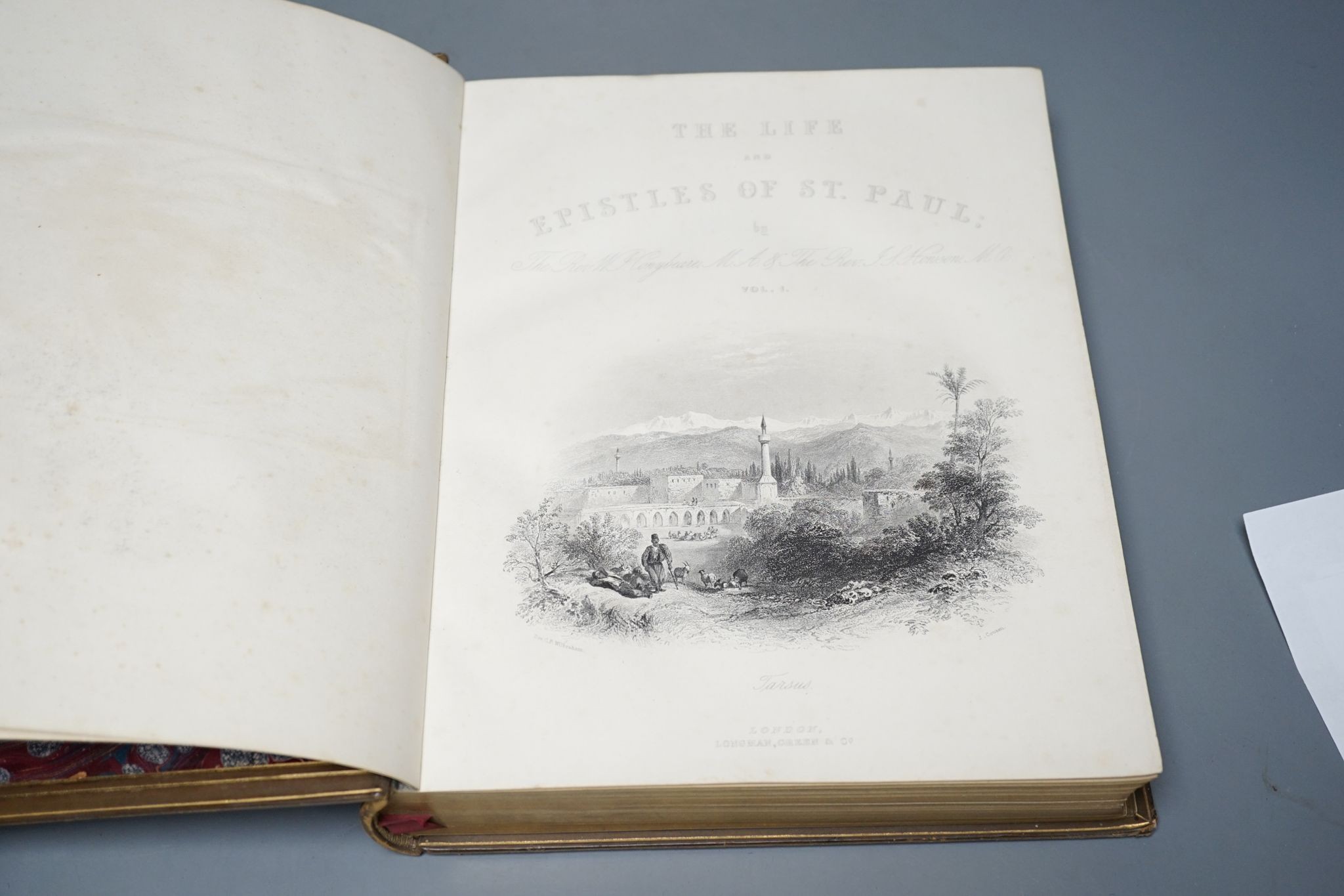 Conybeare, Rev. W.J. & Howson, Rev. J.S. - The Life and Epistles of St Paul. 2 vols, pictorial engraved plates, maps and text illus.; contemp. gilt & blind-decorated calf, panelled spines